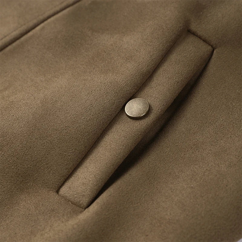 Elegant Metal Button Gender's Coat Fashion Slim Lapel Asymmetry Full Sleeves Couple Short Coat 2026 Spring Chic Streetwear