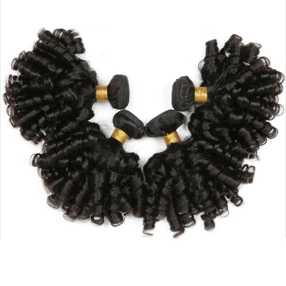 Baierte Brazilian Funmi Bouncy Curly Human Hair Weave Bundle Machine Double Weft Virgin Funmi Curly Human Hair Bundles For Women
