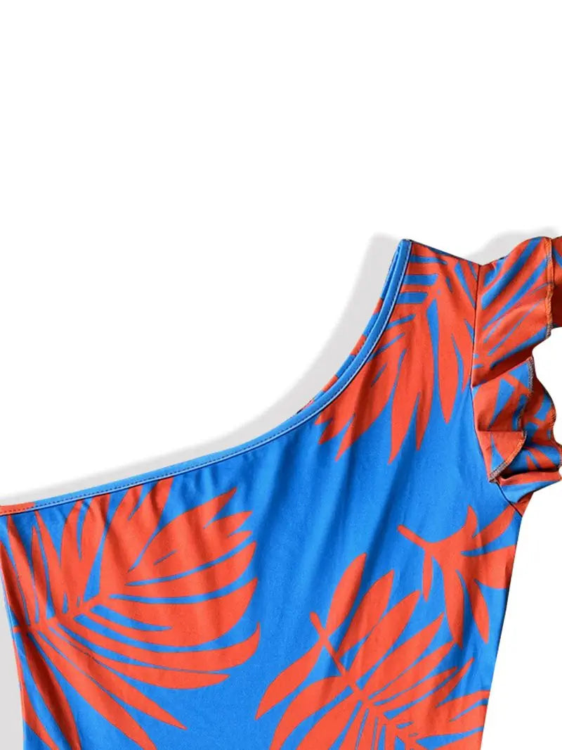 Summer Vacation Style One Shoulder Sexy Slit Long Dress Temperament Waist Cinching Slimming Daily Commuting Big Swing Long