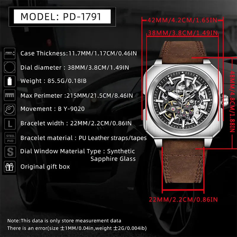PAGANI DESIGN New Hollowed Men Mechanical Watch Top Brand Sapphire Glass Clock Classic Luxury Waterproof Automatic Men's Watches