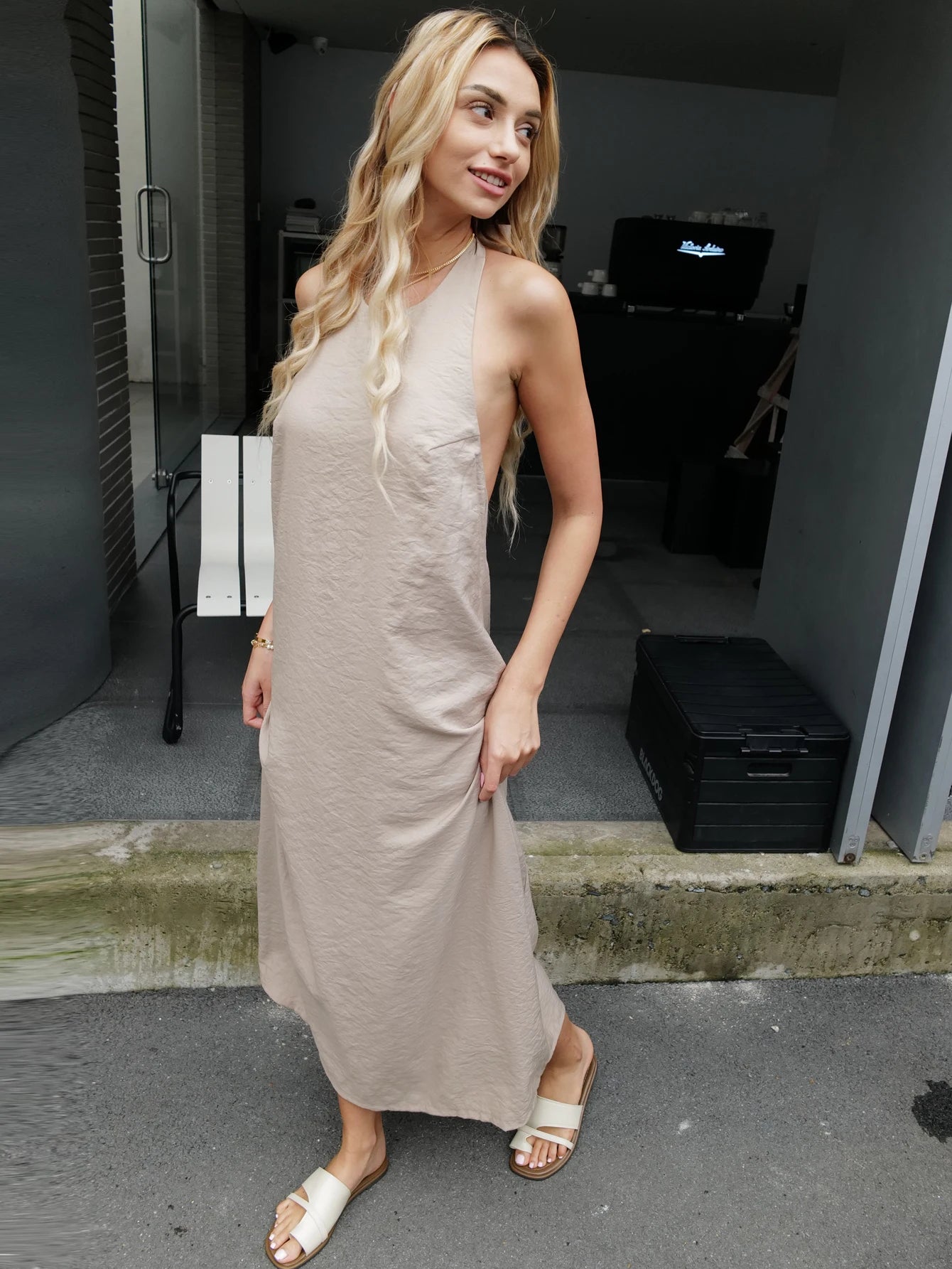 Kaleirda Summer Women Backless Elegant Ankle Length Dress Polyester
