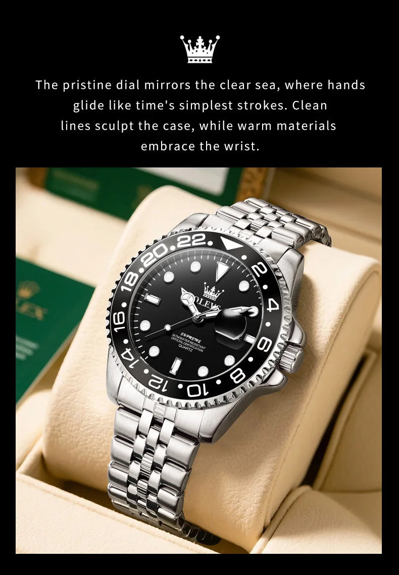 OLEVS 5657 Original Men's Watches Luxury Top Brand Diving Series Stainless Steel Waterproof Luminous Calendar Men's Wristwatches