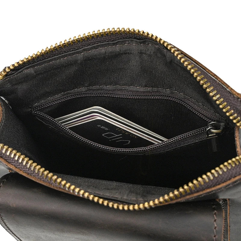 Crazy Horse Leather Messenger Bag Men's Leather Shoulder Bag For Mobile Phone Sling Bags For Men Woman Cross Body Bag
