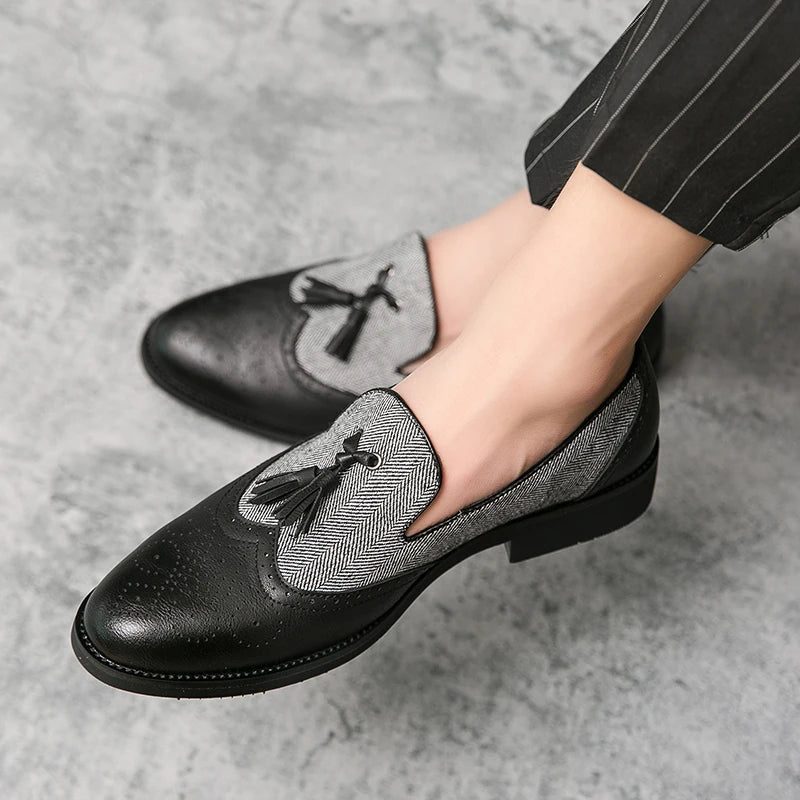 men leather shoes tassel loafers for men social shoe male classic shoes men elegant party moccasins mens fashion footwear