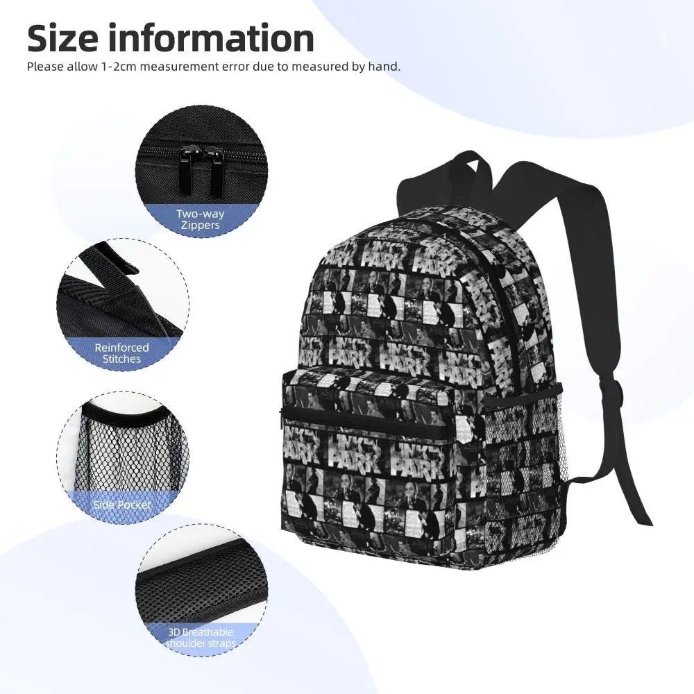 L-Linkin-S P-Park-S Band Student Backpack School Bag Hiking Travel Daypack for Boys Girls Fashion Bookbag Shoulder Bags
