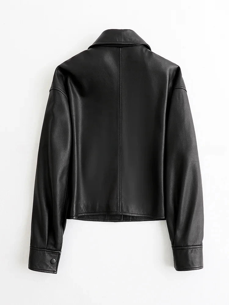 Casual Black Natural Sheepskin Coats for Women Spring Autumn 2026 New Trend High-end Simple Soft Short Genuine Leather Jacket
