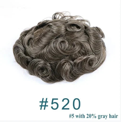 80%Density Natural Hairline 0.02mm Ultra Thin Skin Invisible Mens Toupee Brown Blonde Grey Human Hair Capillary Prosthesi System