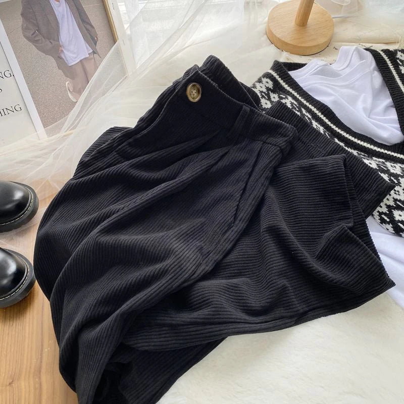 Thin/Thick Winter Lined Wide Leg Pants CasualThicken Warm Baggy Sweatpants Women HighWaist Korean Lamb Fluff Straight Pantalones