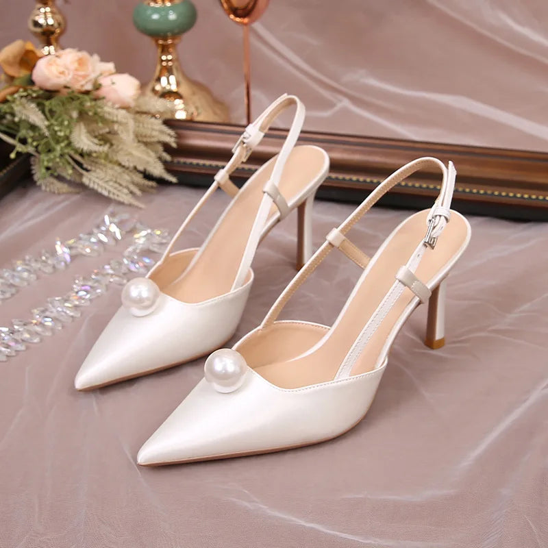 Female Wedding Shoes Summer New Pointed Toe Stiletto Sandals White Bridesmaid High Heels 6.5/8.5CM Pumps Women Chaussures Femme