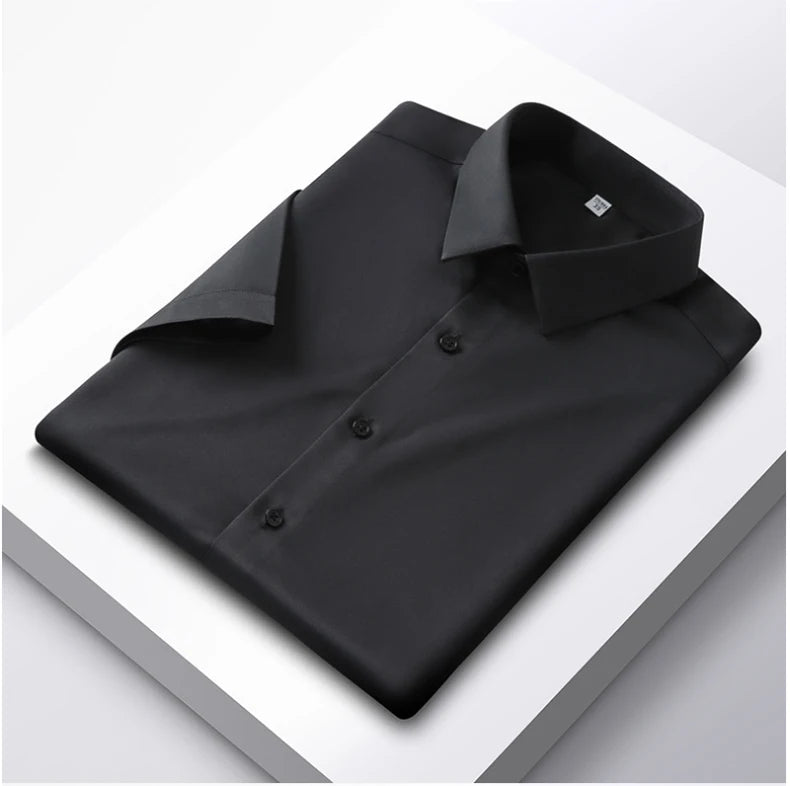 Men's 6XL Large High Quality Formal Shirts Short Sleeve Summer Clothing Non iron Business Casual ice Silk ice Feeling T-Shirts