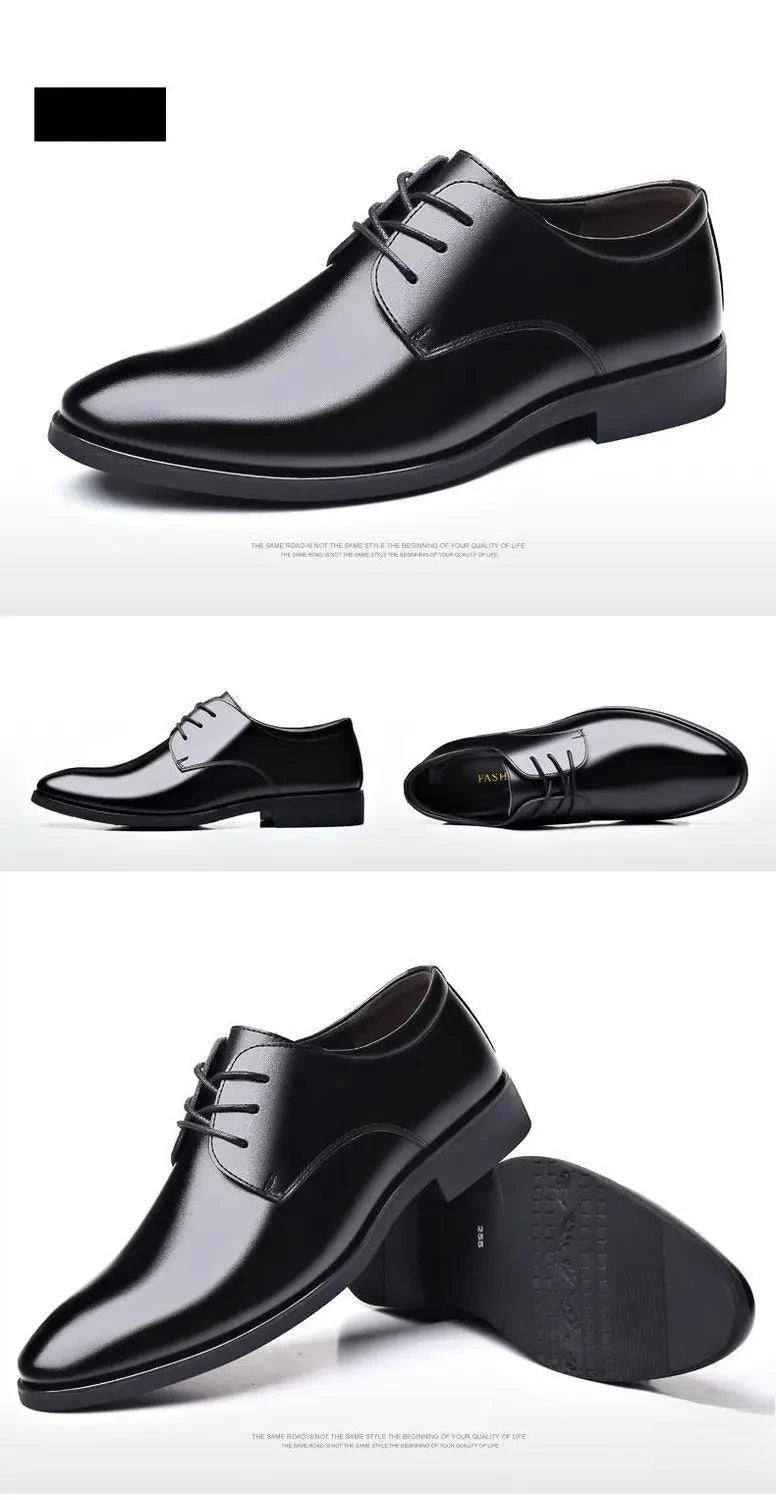 Fashionable Men's Leather Shoes Trendy Cowhide Men sneaker British Formal Men's Leather Shoes Soft Lace-up Leather Shoes for Men