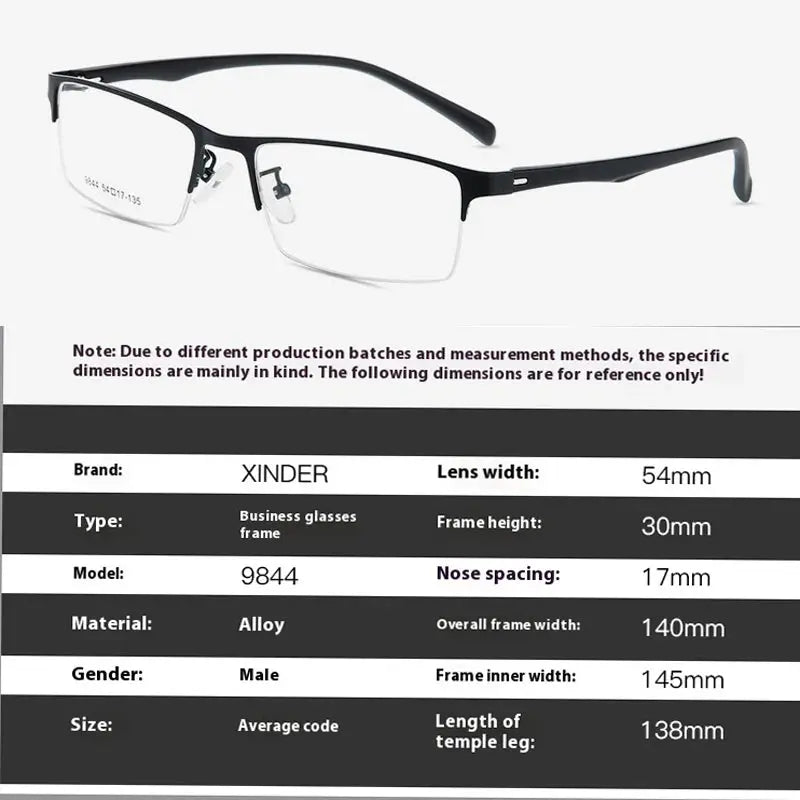 VCKA Half Frame Men Business Myopia Prescription Glasses Alloy Photochromic Anti Blue Ray Shortsighted Eyewear -0.5 TO -10 BAZAARHUBO