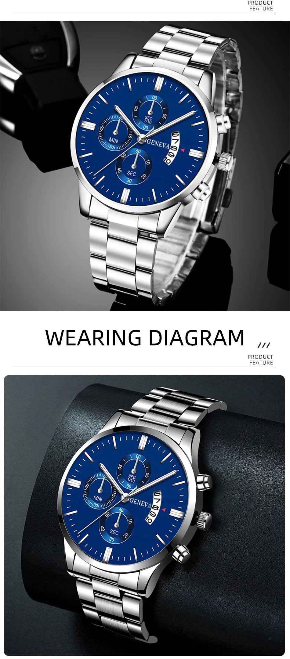 2023 Luxury Fashion Mens Watches Silver Stainless Steel Quartz Wrist Watch Men Business Watch Male Calendar Clock Reloj Hombre