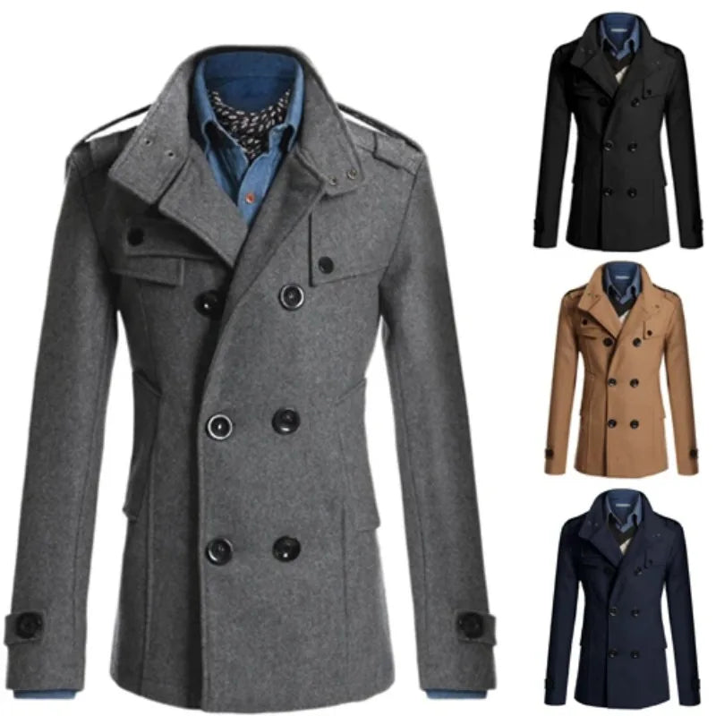 Medieval Coat Man New Men Wool Overcoat For Male Suit Woolen Windbreaker Coats Outer Wear Clothing Detective Cosplay Costumes