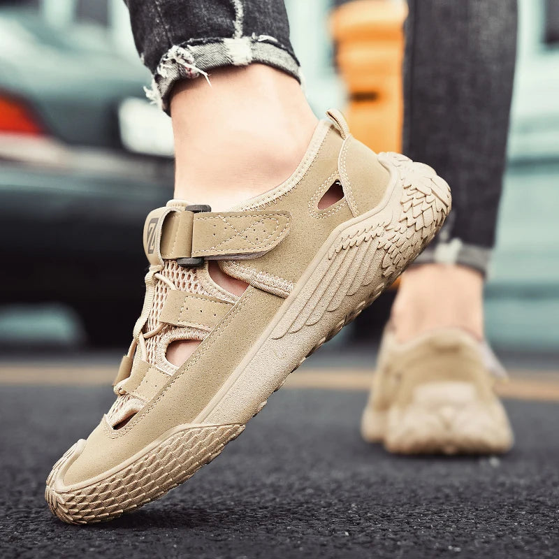 Large Size Sandals for Men, New Summer Style, Trendy, Versatile, Casual Sports Sandals, Soft-Soled Hollow Beach Shoes for Men