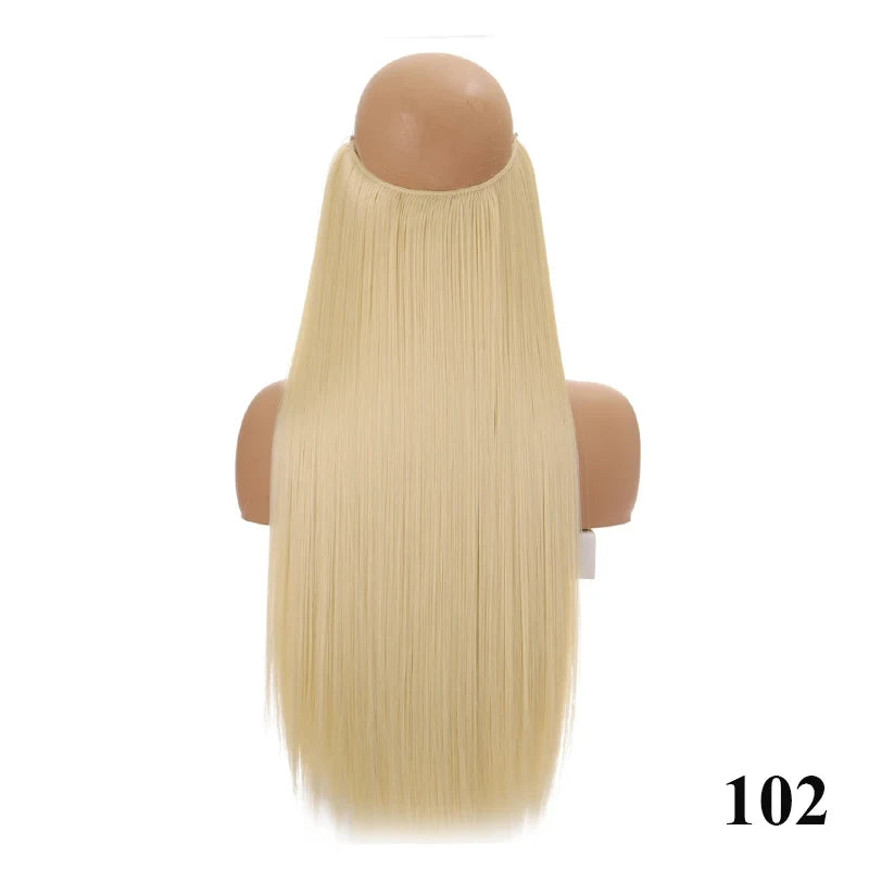 Fish line hair extension piece length (40cm 50cm 60cm) straight hair curly hair daily wear suitable for all women