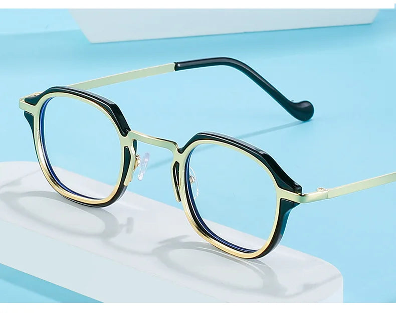 Blue Light Computer Glasses Men TR90 Metal Round Frame Myopia Glasses Women Vintage Optical Nearsighted Eyeglasses 0 To -600 BAZAARHUBO