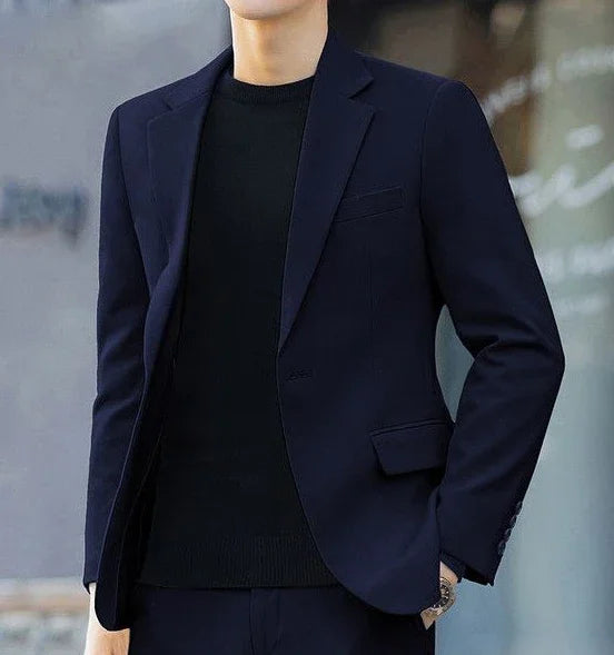 2 Piece Outfit Set Male High Quality 2025 Solid Color Slim Fit Full Men's Suits and Blazers Fashion Pants Luxury Elegant Classic