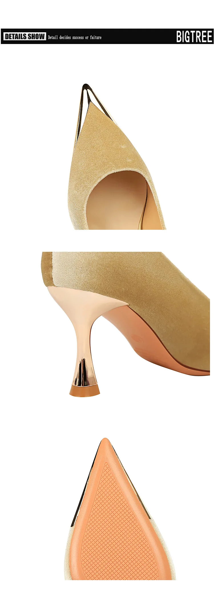 BIGTREE Fashion Sexy Nightclub Slim Wine Glass Pumps High Heel Velvet Shallow Mouth Metal Pointed Party Women's Shoes