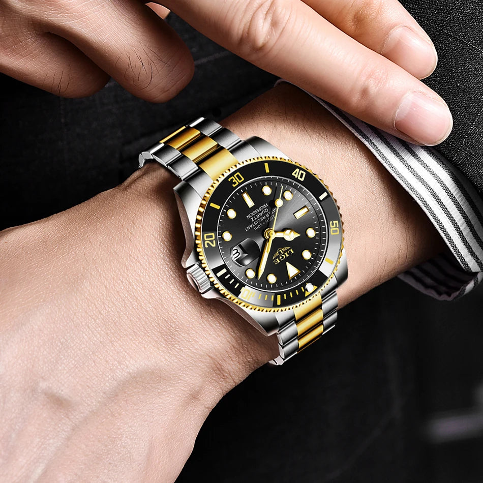 LIGE Top Original Men Quartz Watches Blue Waterproof Watch for Men Stainless Steel Quartz Men Luxury Watch Luminous Wristwatch
