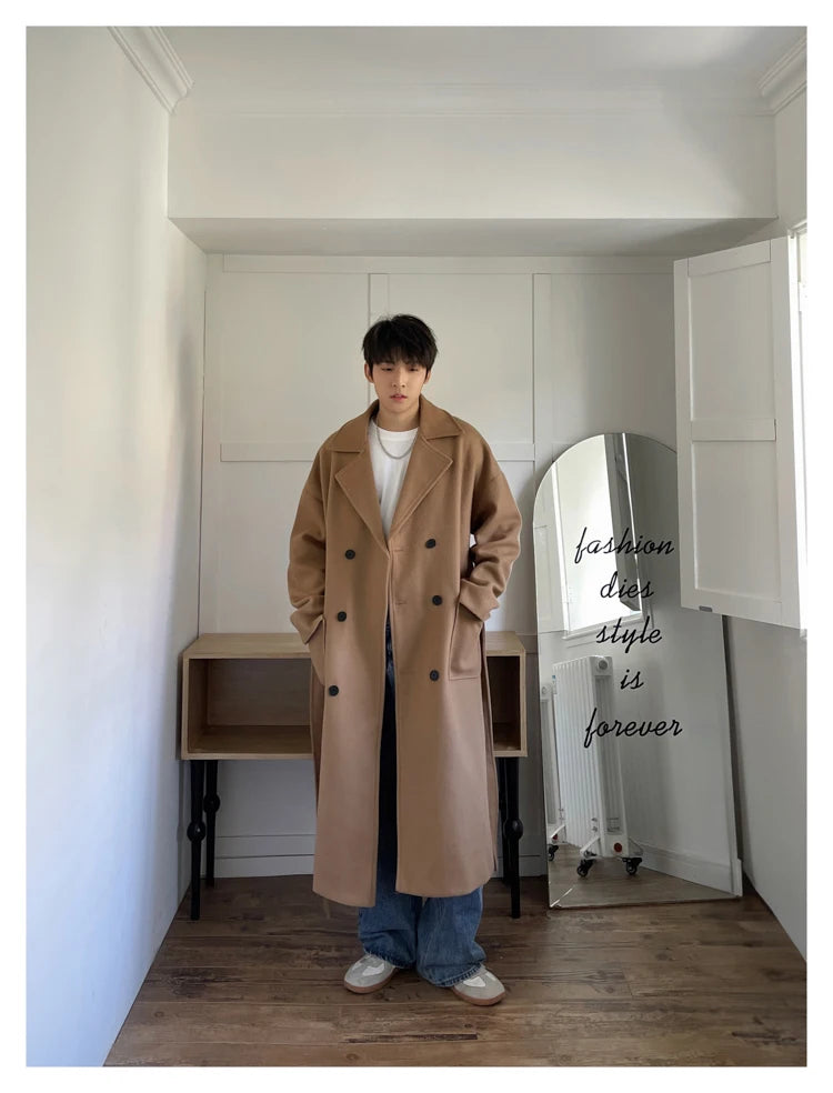 Long Coats Men chamarras para hombre Woolen Jackets winter coat men Trench Male Vintage Loose Heavy Jackets Men Leisure Overcoat