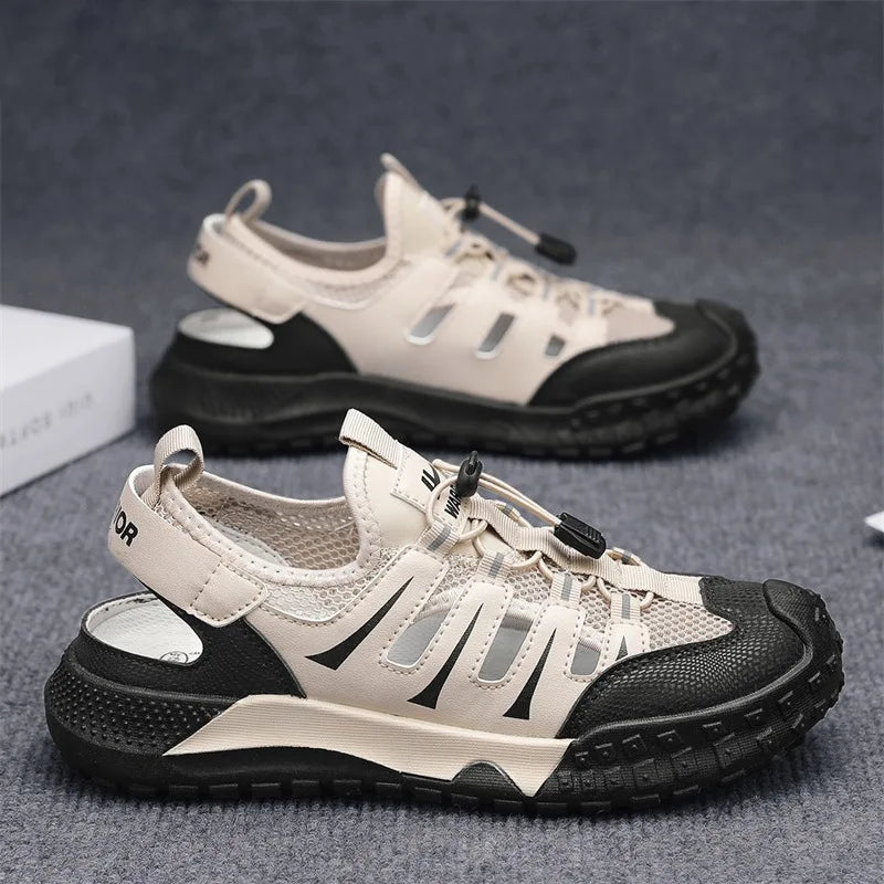 Men's Casual Sandals Summer Mesh Breathable Hollow Sneaker Men Outdoor Anti-slip Creek Shoes for Men Waterproof Roman Sandals