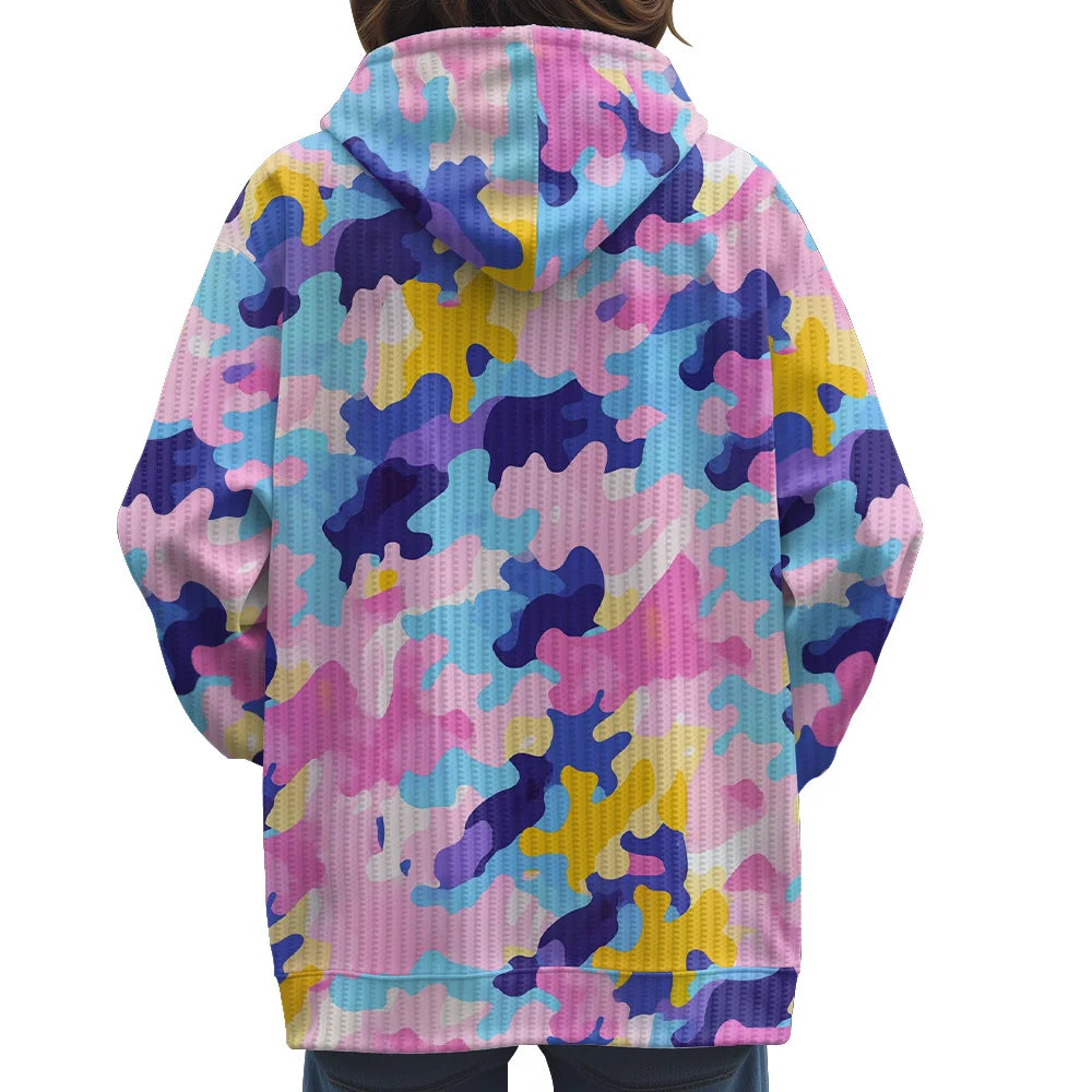 Trendy Camouflage Hooded Cardigan Coats Soft Button-Up Front All-Season Comfort for Outdoor & Indoor Wear Durable Casual Style