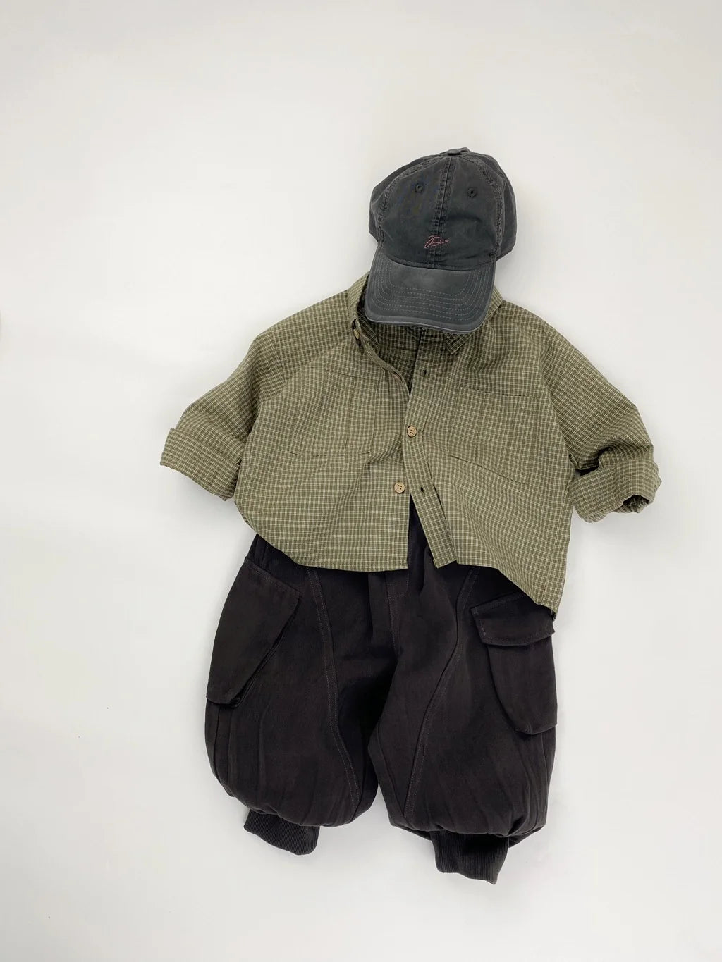1-7 Y Kids Casual Pants  2026 Spring New Arrivals Korean Style Loose-Fit Cuffed Ankle Cargo Pants with Pockets for Boys and Girl