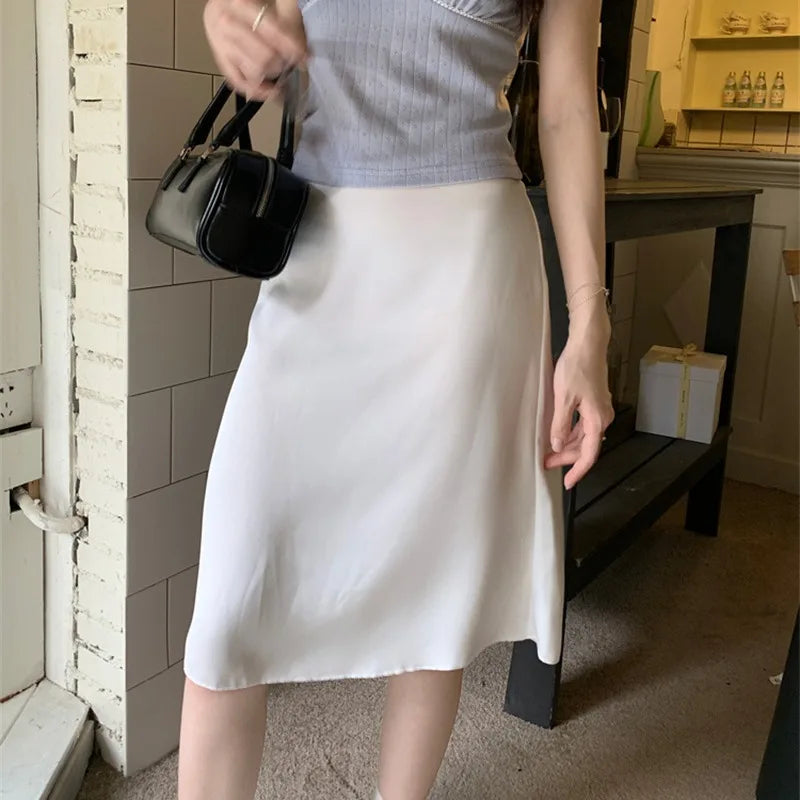 Solid Mermaid Skirts Women American Style Retro Bow Temperament Fashion High Street Slimming Casual All-match Daily Summer Cozy