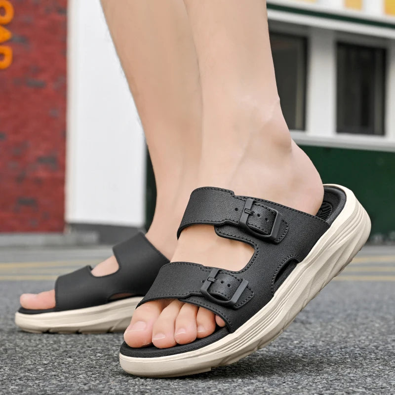 New Men's Sandals 2026 Summer Outdoor Fashion Comfortable Thick soled Casual Shoes Large Lightweight Non slip Walking Slippers
