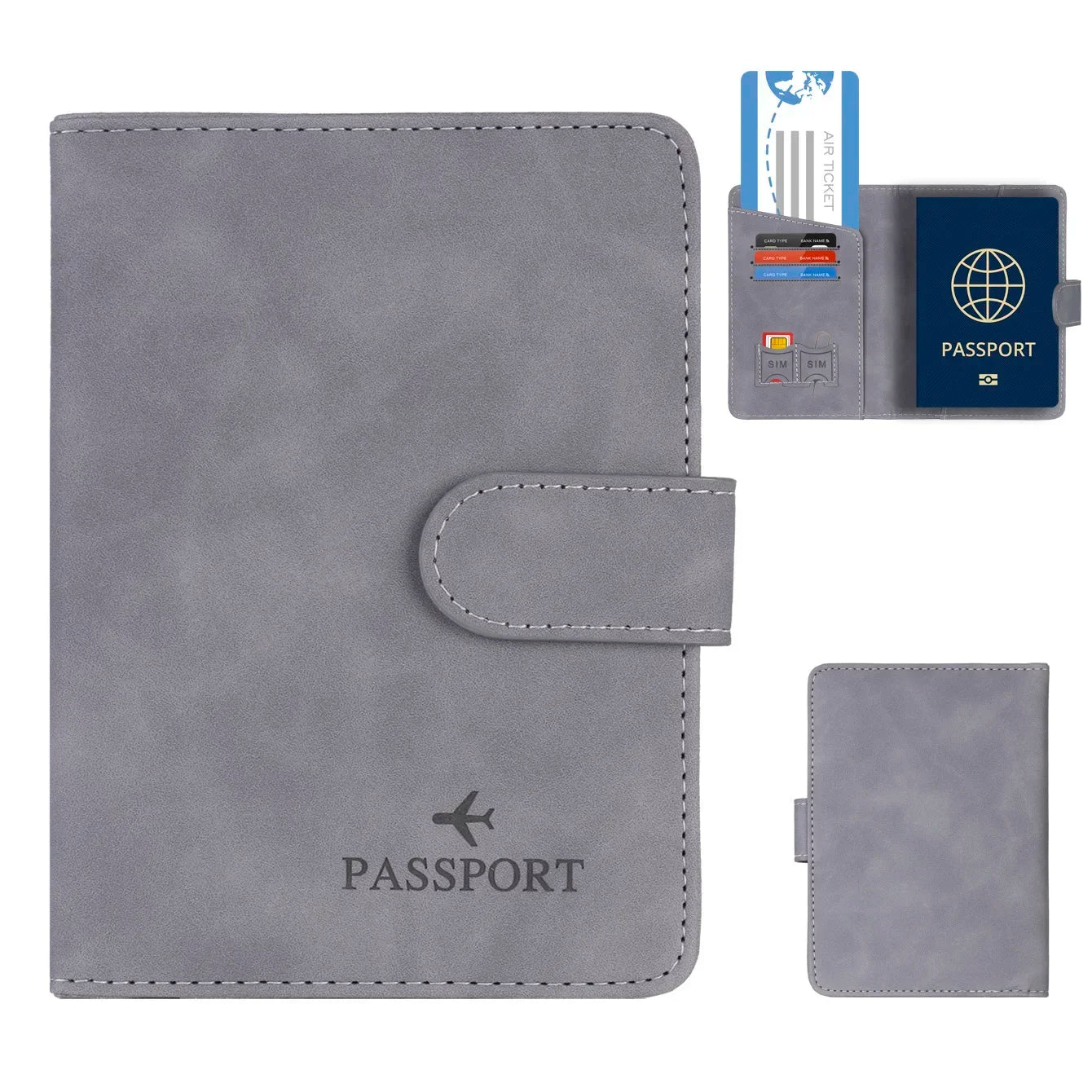 Simple Travel Passport Holder Cover Case Wallet RFID Blocking Business PU Leather Card Case Travel Accessories for Women Men