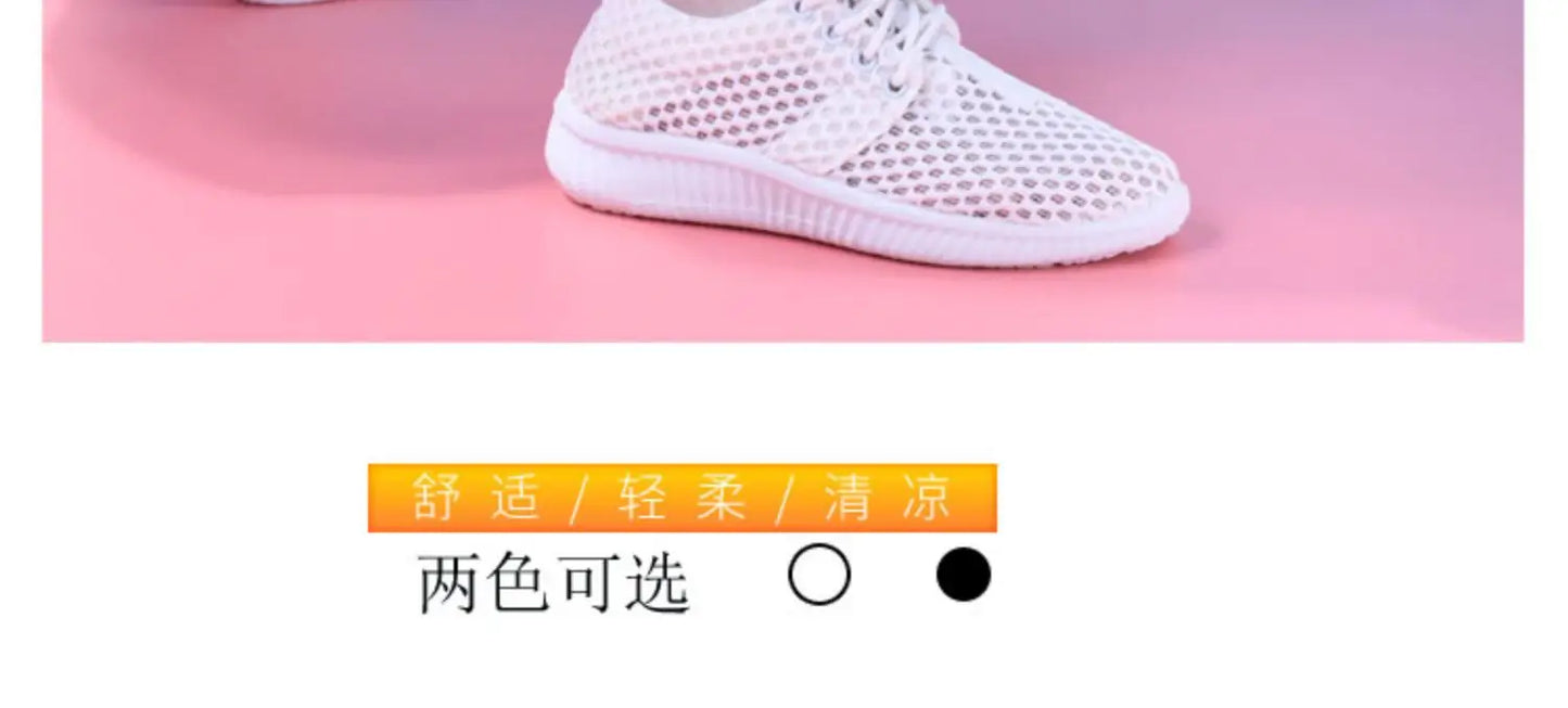 women's summer mesh shoes women's breathable mesh surface casual sports comfort mother's shoes anti slip soft sole  white shoe