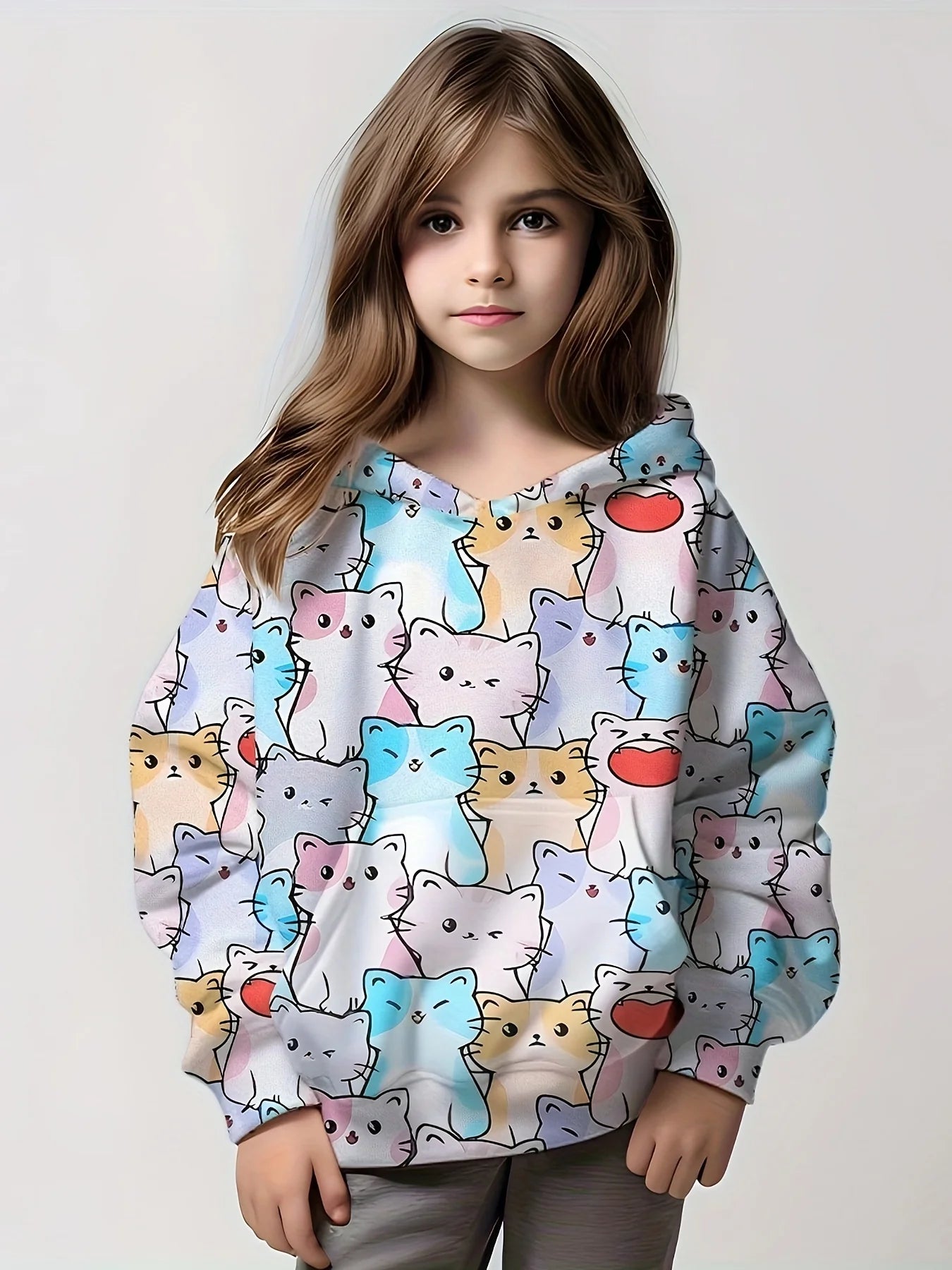 Kids Clothes Girl Hoodies Long Sleeve 3D Cartoon Print Children Spring Fall Clothes Tops Outdoor Casual Polyester Girl Clothing