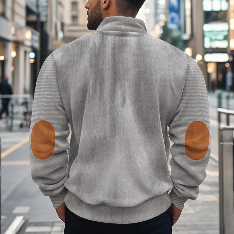 spring autumn new men's fleece sweatshirt stand-up collar half zipper pullover long sleeve sweatshirt corduroy trend men's tops
