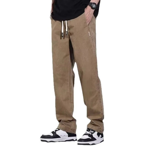 Casual Men's Fashion Simple and Handsome Work Pants for Spring Summer American Fashion Brand Loose Straight Pants for Teenagers
