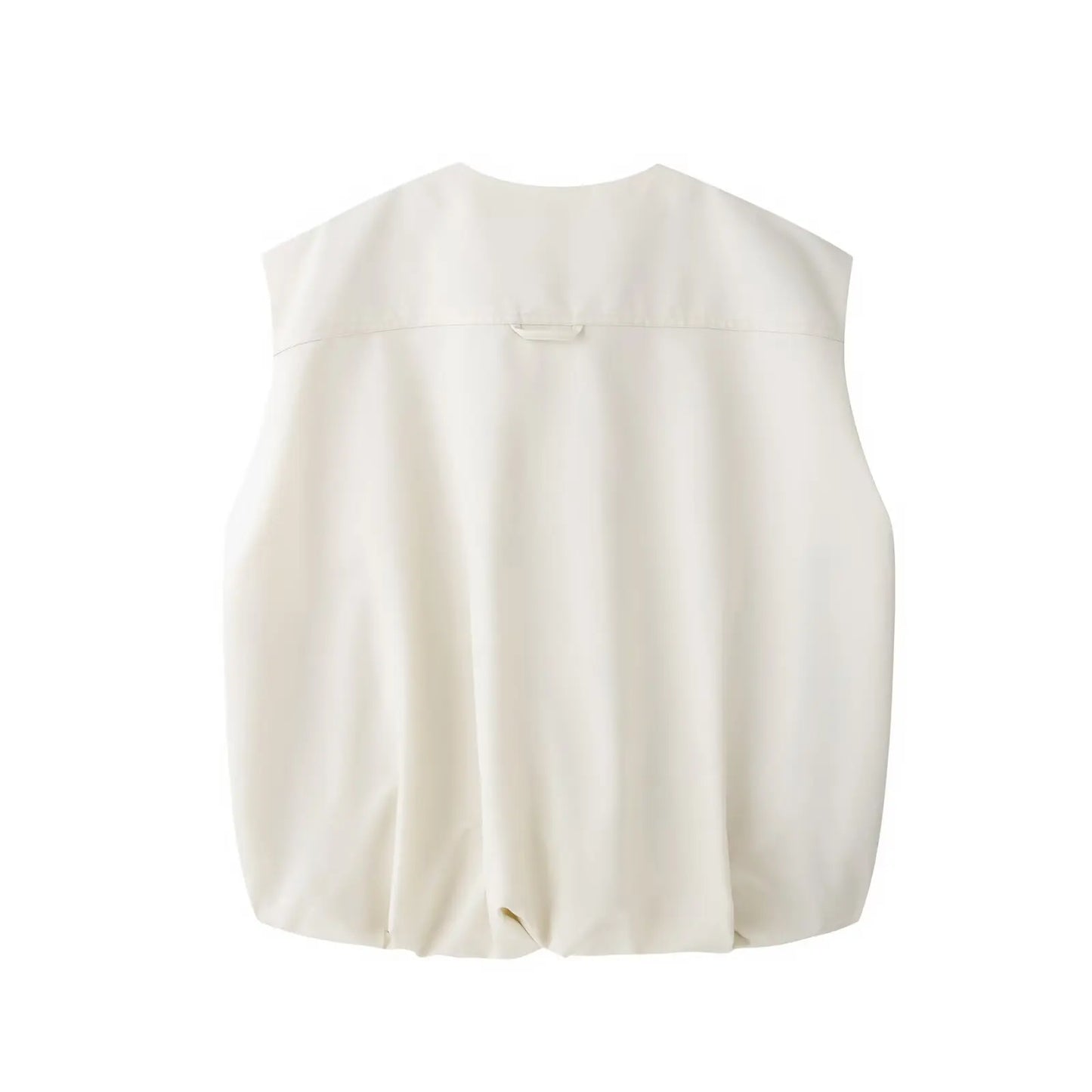 HH Women's New Fashion Versatile Round Neck Sleeveless Double Zipper Vest Female High Street Pleated Hem Loose Casual Vest