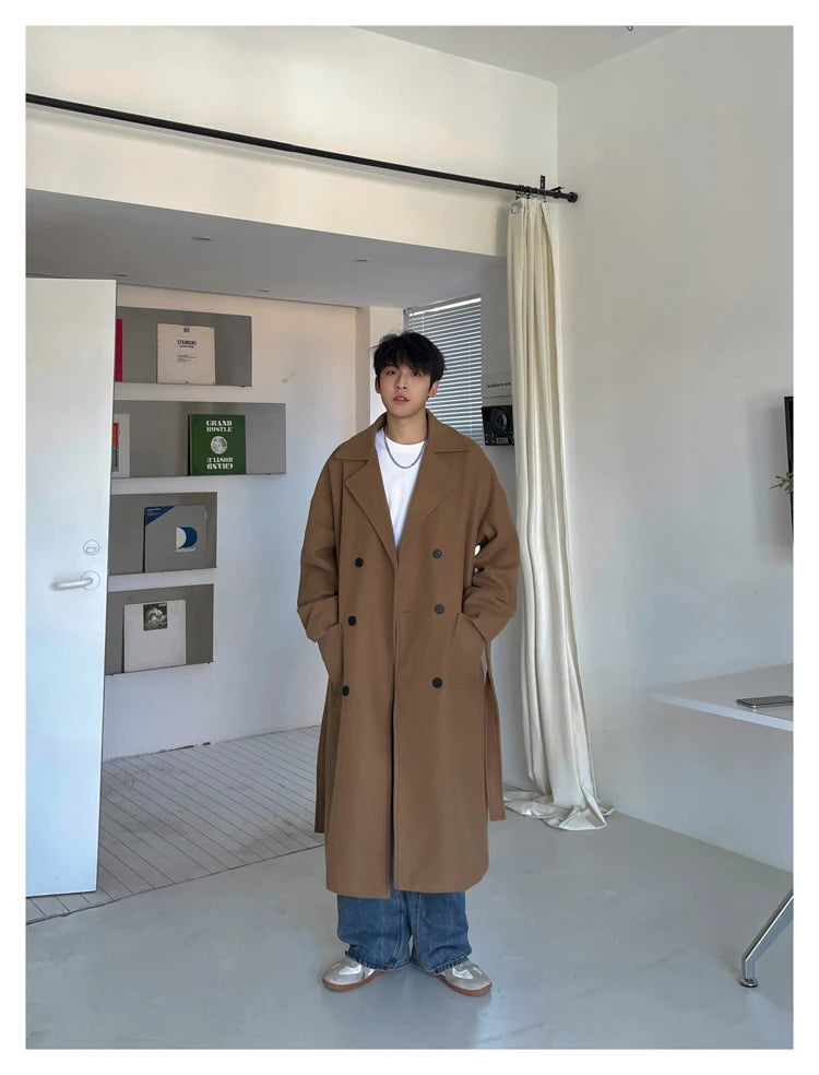 Long Coats Men chamarras para hombre Woolen Jackets winter coat men Trench Male Vintage Loose Heavy Jackets Men Leisure Overcoat