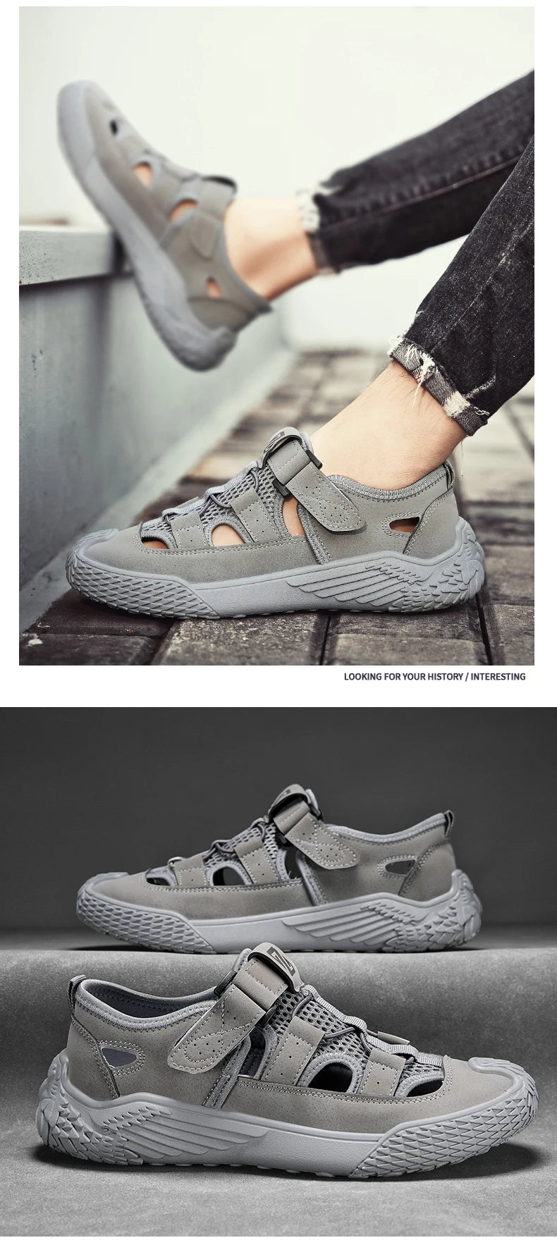 Large Size Sandals for Men, New Summer Style, Trendy, Versatile, Casual Sports Sandals, Soft-Soled Hollow Beach Shoes for Men