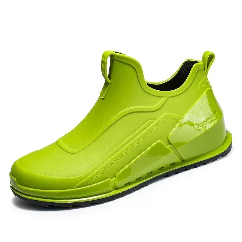 Men's Rain Boots Ankle Waterproof Shoes Men Casual Fishing Work Shoes Slip on Non-slip Rain Shoes Womens Kitchen Rubber Shoe 장화