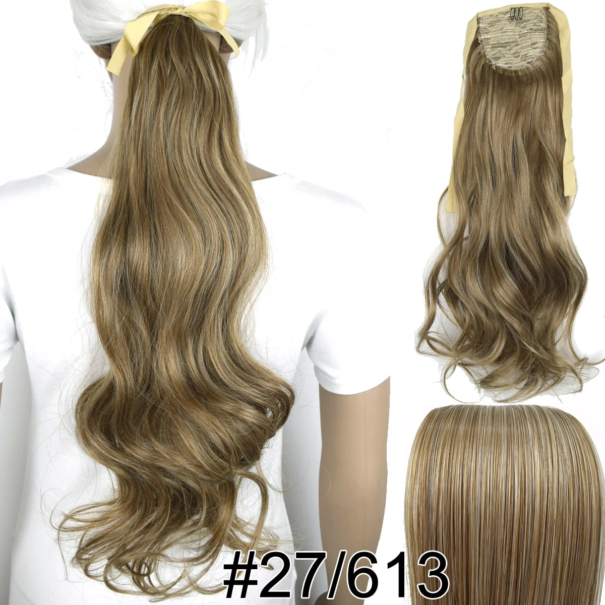 TOPREETY  Synthetic Hair Fiber Heat Resistant Wavy Ribbon Clip in Ponytail Extensions 1008