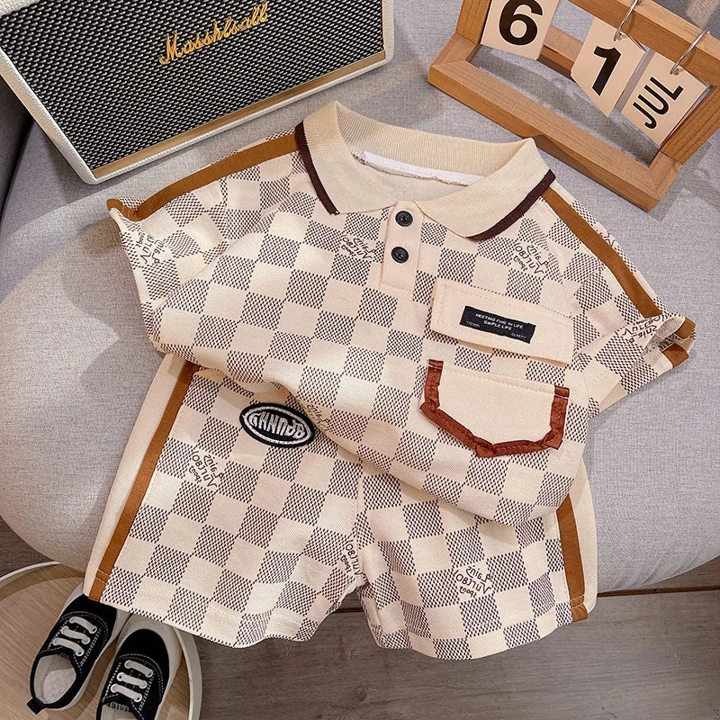 Fashion Todddler Boys Polo T-shirts + Shorts Baby Kids Girls Clothes Sets Summer Children's Outfits