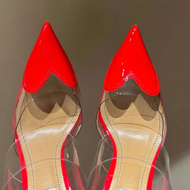 2025 New PVC European Style High Heels Women'S Summer Pointed Toe Runway Sandals Party Shoes