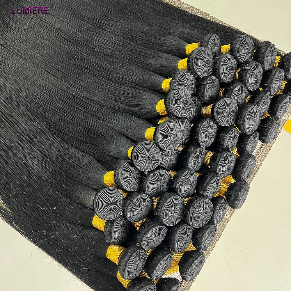 38 40 Inch Bone Straight 100% Virgin Unprocessed Human Hair Bundles Deal Raw Hair Extensions Brazilian Natural Black Wholesale