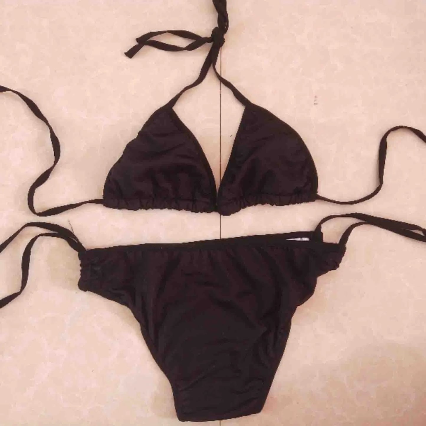 2 Pcs/Set Bikini Set Sexy Bikinis New Solid Color Halter Neck Strap Thong Swimwear Bathing Suit Women Swimsuit Set for Beach