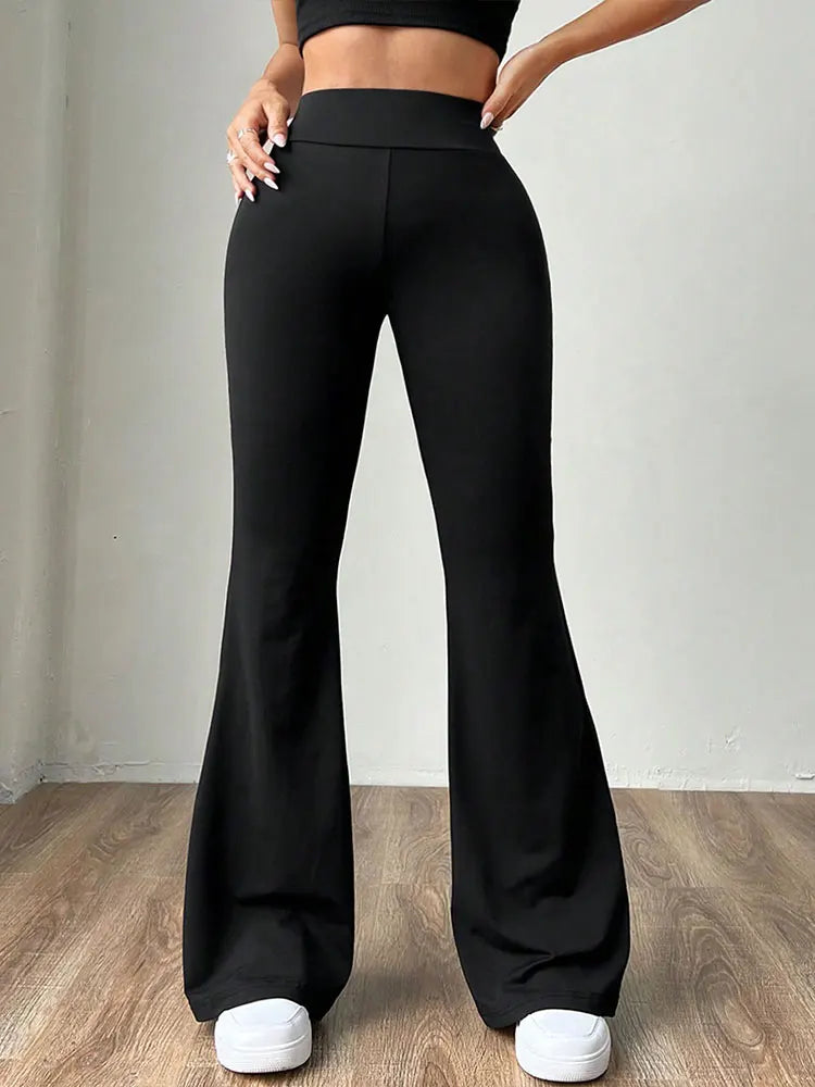 Autumn New Women's Trousers Black Sexy Slim Hip-lifting Bell Bottoms Streetwear Fashion Female Versatile Pants Knitted Clothing