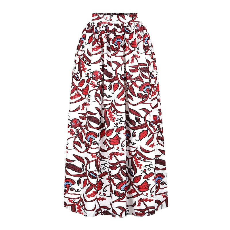 Fashion African National Women Two Piece Set Sexy Slash-neck Long Sleeve Tops +High Slit Maxi Skirt Ladies Suit Africa Clothing