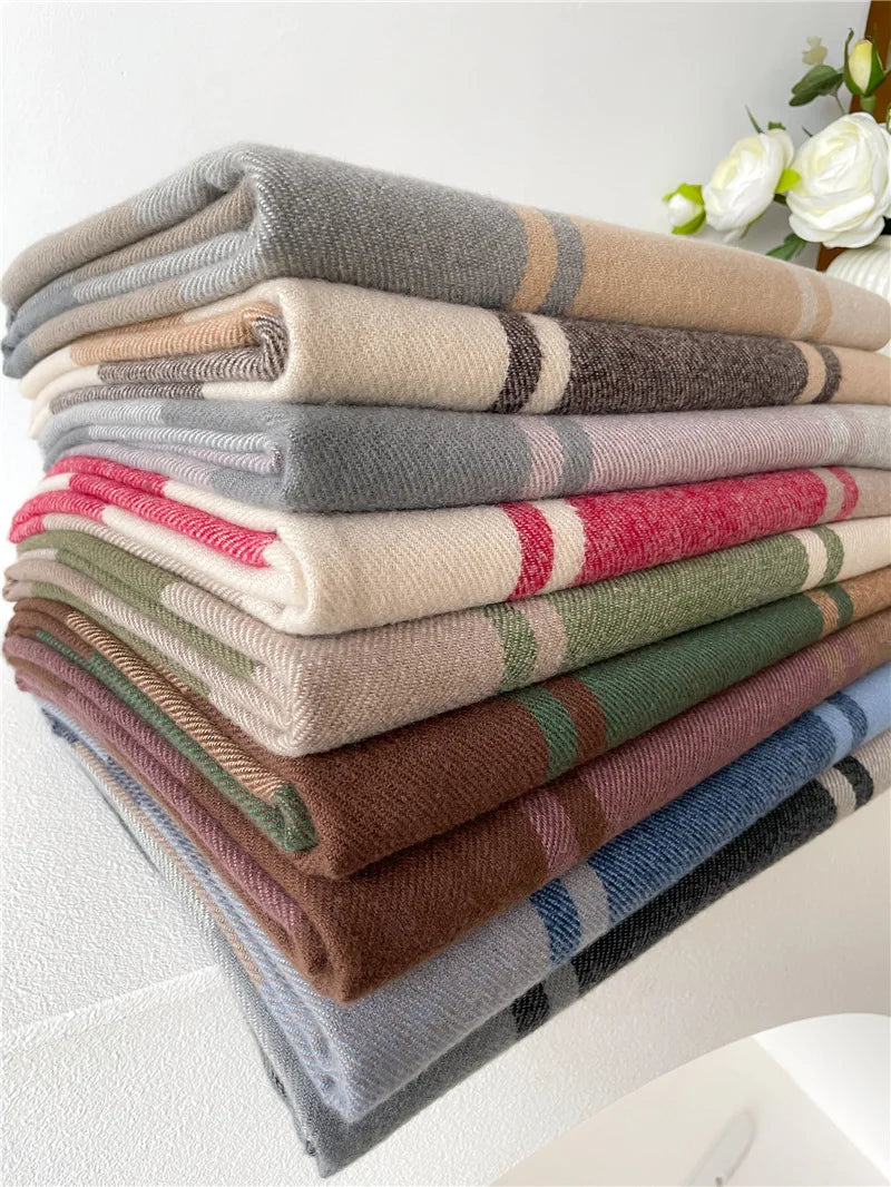 200*65CM New Men Women Autumn Winter Luxury Scarfs Cashmere Feeling Muffler Fall Blanket Classic Plaid Foulard Soft Warm Scarves BAZAARHUBO