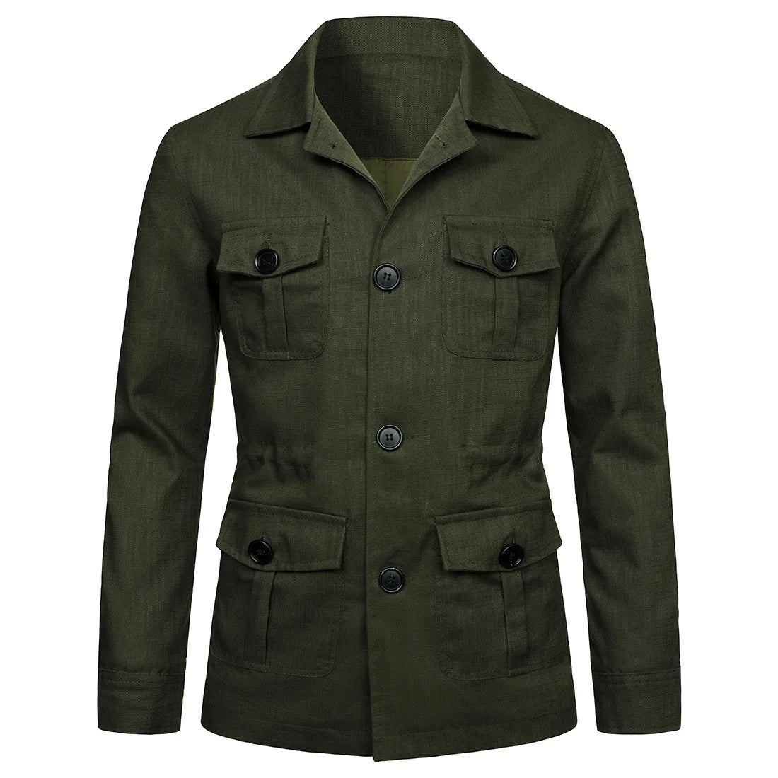 2026 British Style Men's Linen Safari Jackets Fashion Vintage Multi Pockets Cargo Jacket Streetwear Gentry Casual Outerwear Male