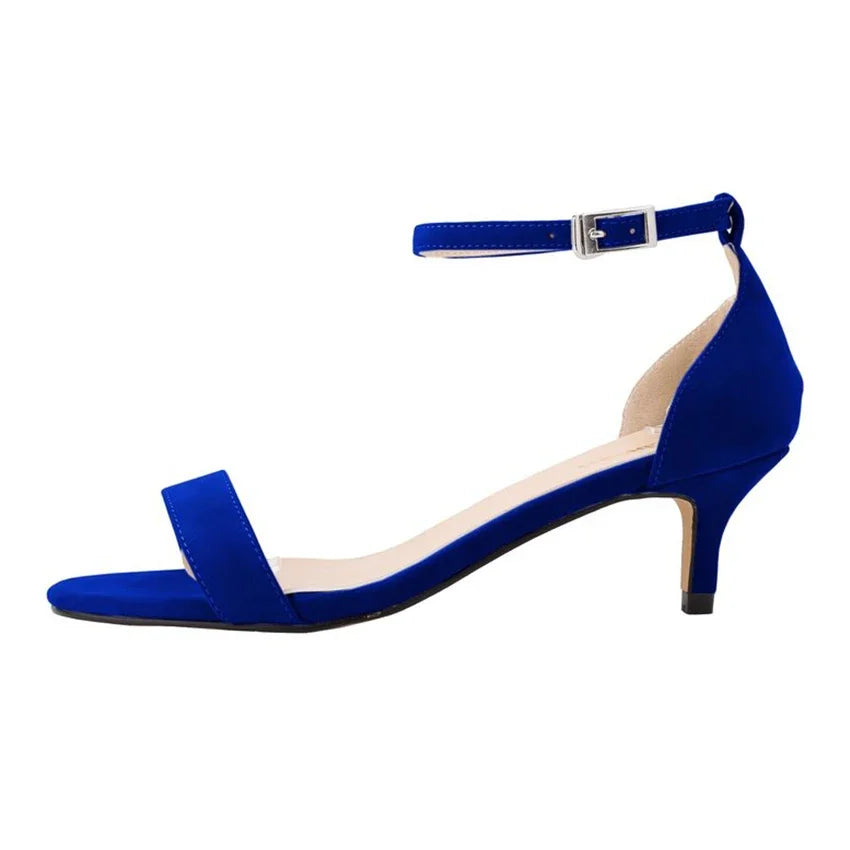 Fashion 2026 Summer Women's Sandals Ankle Strap 5cm Low High Heels Open Toe Female Buckle Velvet Sexy Pumps Red Wedding Shoes