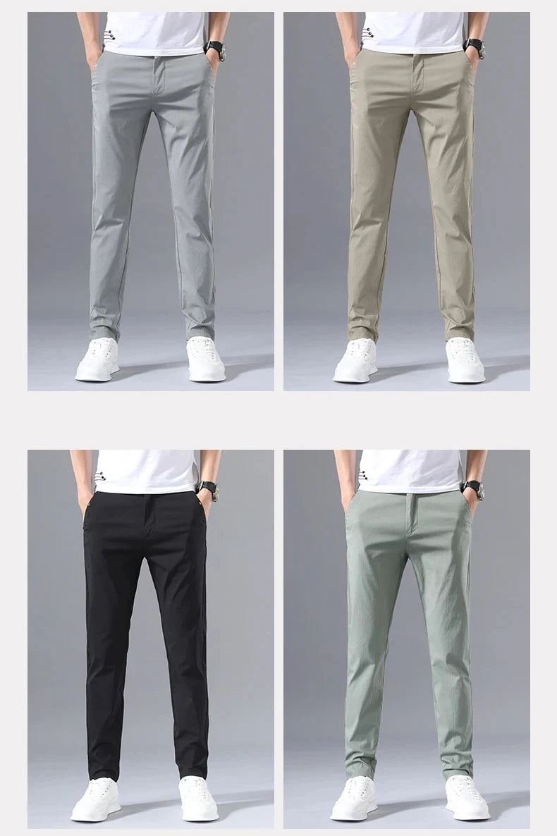 2025 Spring Autumn Thin Slim Men Casual Pants Classic Business Cotton Stretch Golf Trousers Korean Fashion Male Clothing Pants